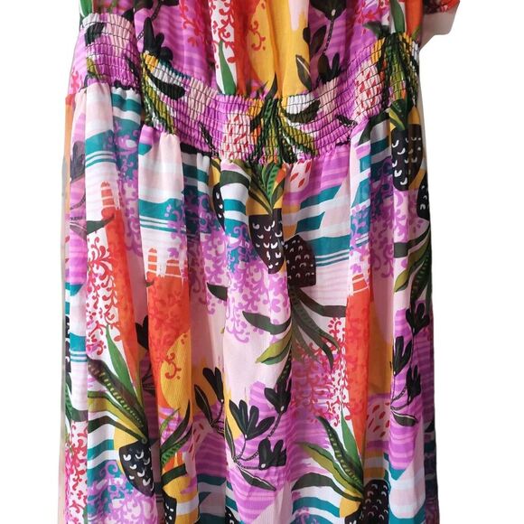 Ashley Stewart Open Hi Low Duster Women 18/20 Pink Floral Print  Button NWT - Picture 9 of 10